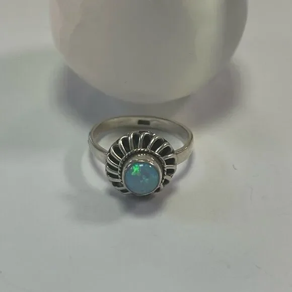 Fire Opal Sterling Silver 925 Ring Size 6.75 - Picture 4 of 5